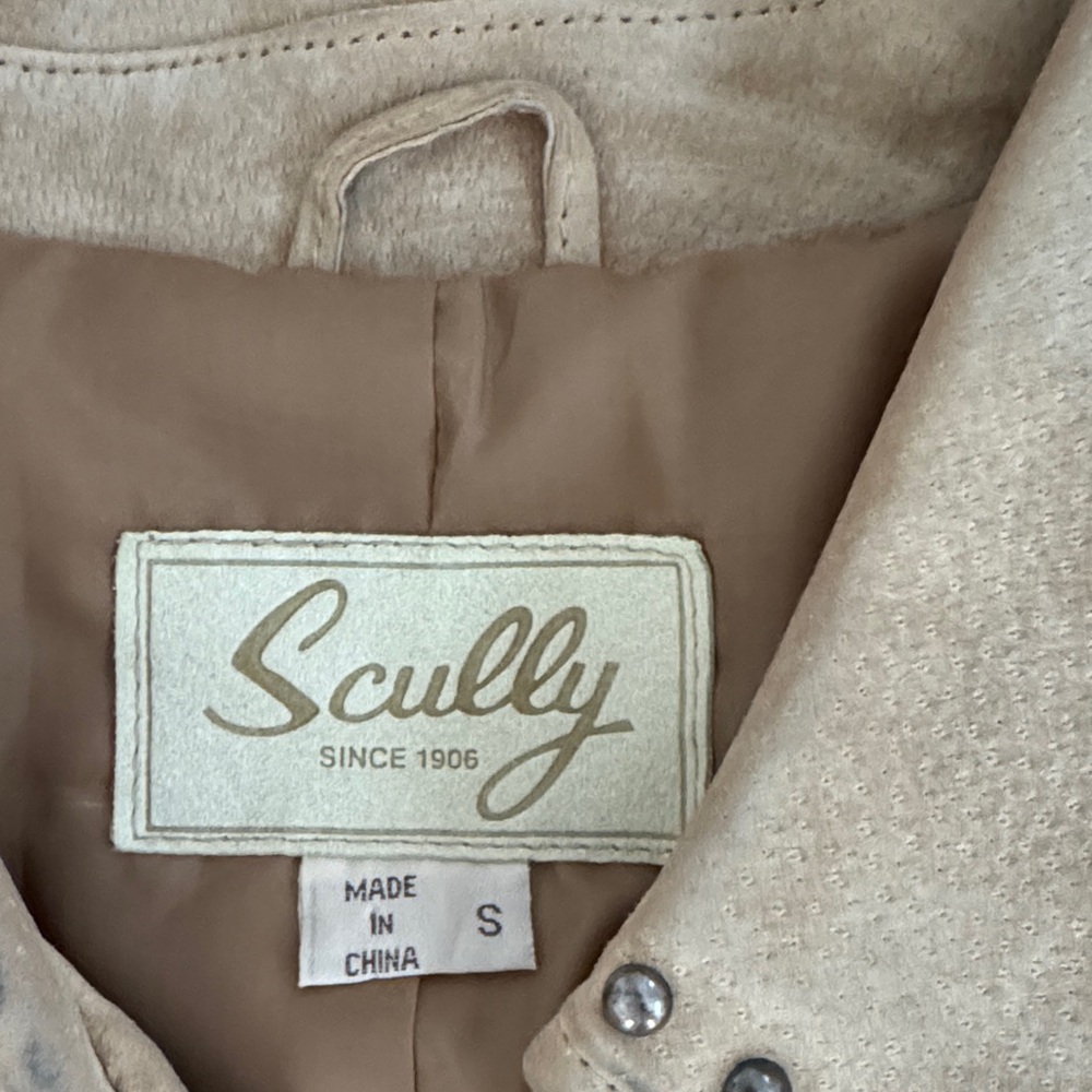 Scully Beige Fringe Leather Jacket with Turquoise Stud Accents - Picture 2 of 9
